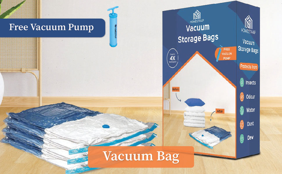 HomeStrap Vacuum Storage Bags with Pump Pack
