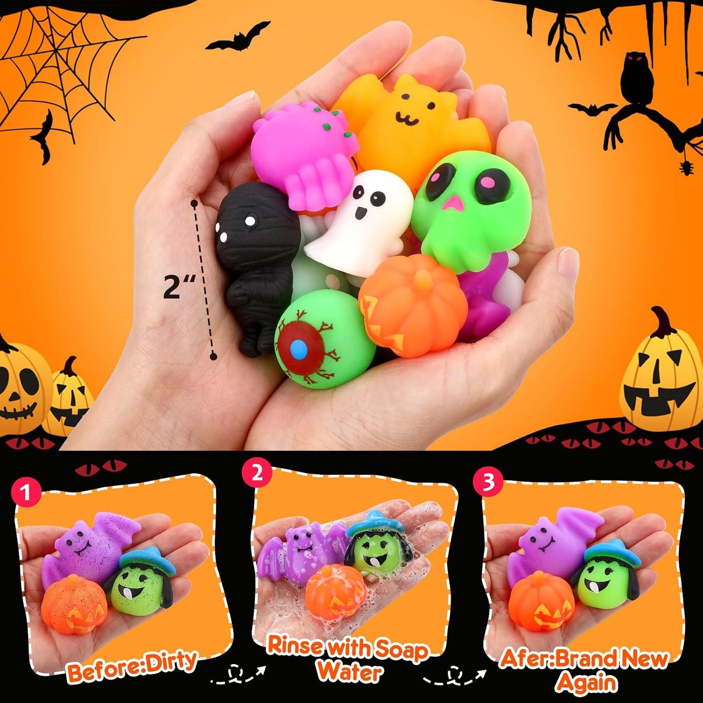 30Pcs Halloween Mochi Squishy Toys