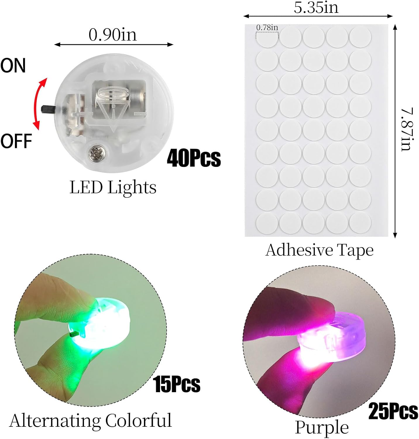 40Pcs Light up 3D Bats