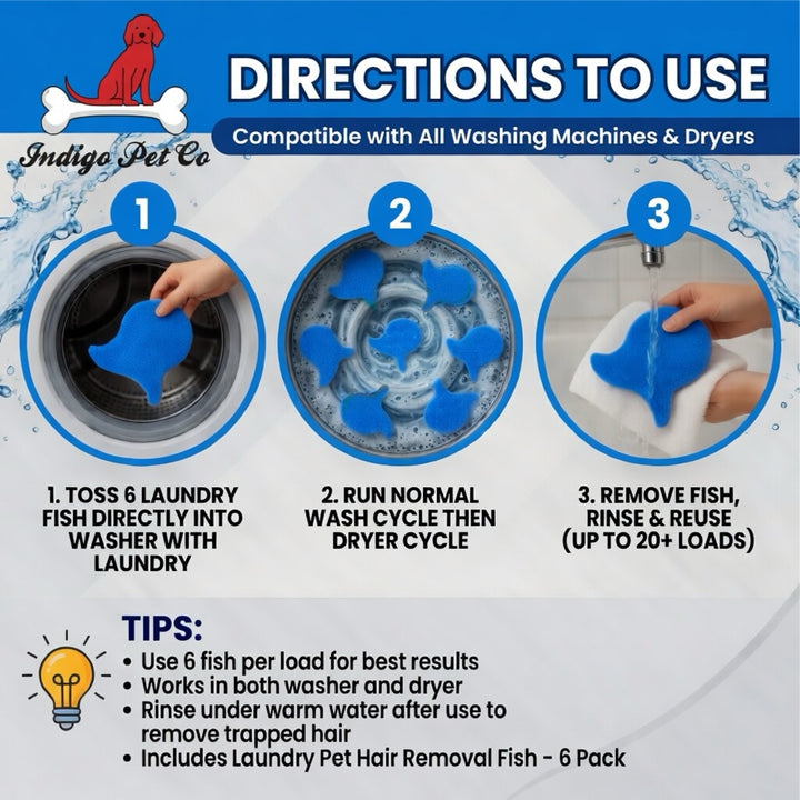 Laundry Pet Hair Removal Fish - 6 Pack