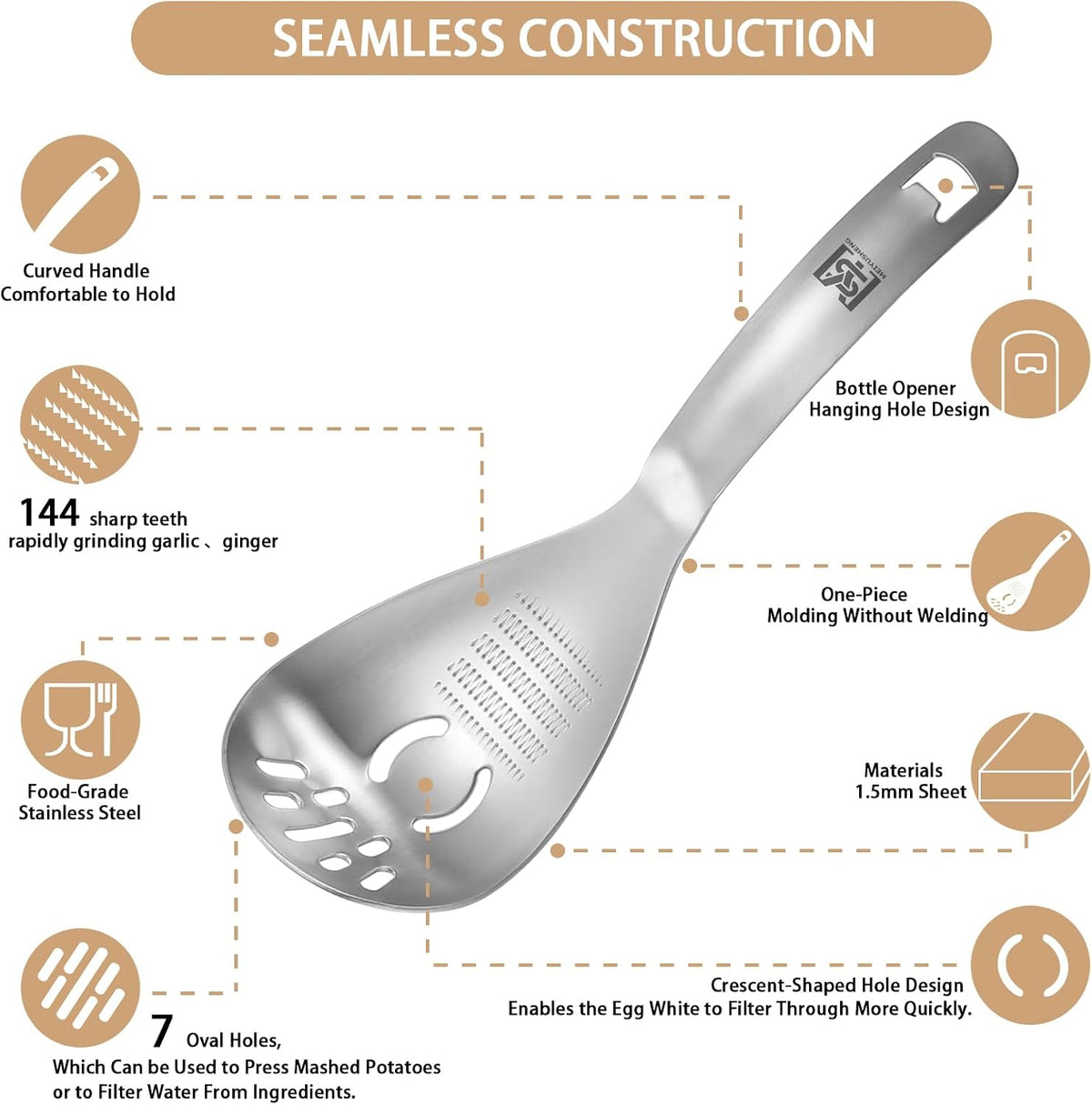 Multifunctional Stainless Steel Ginger & Garlic Grater Spoon