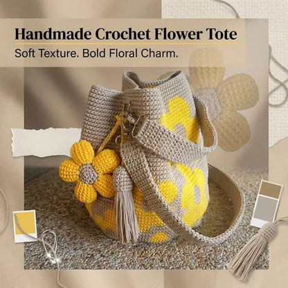 Handmade-Crocheted Flower Tote Bag
