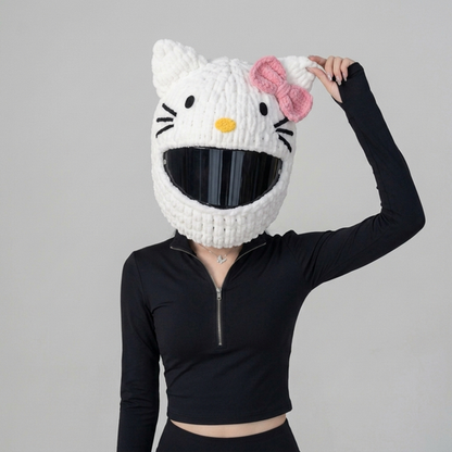 Plush Crochet Motorcycle Helmet Cover