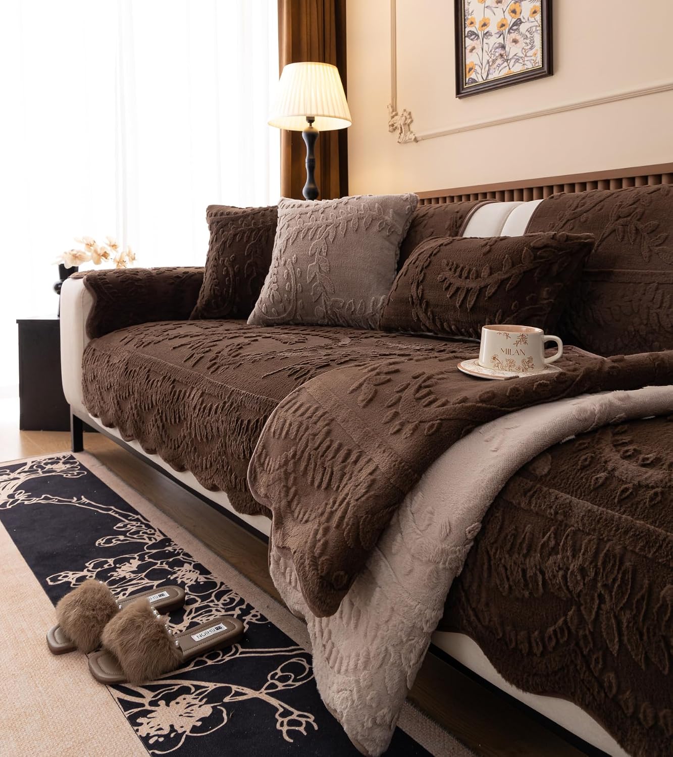 Fuzzy Rabbit Plush Sofa Cover