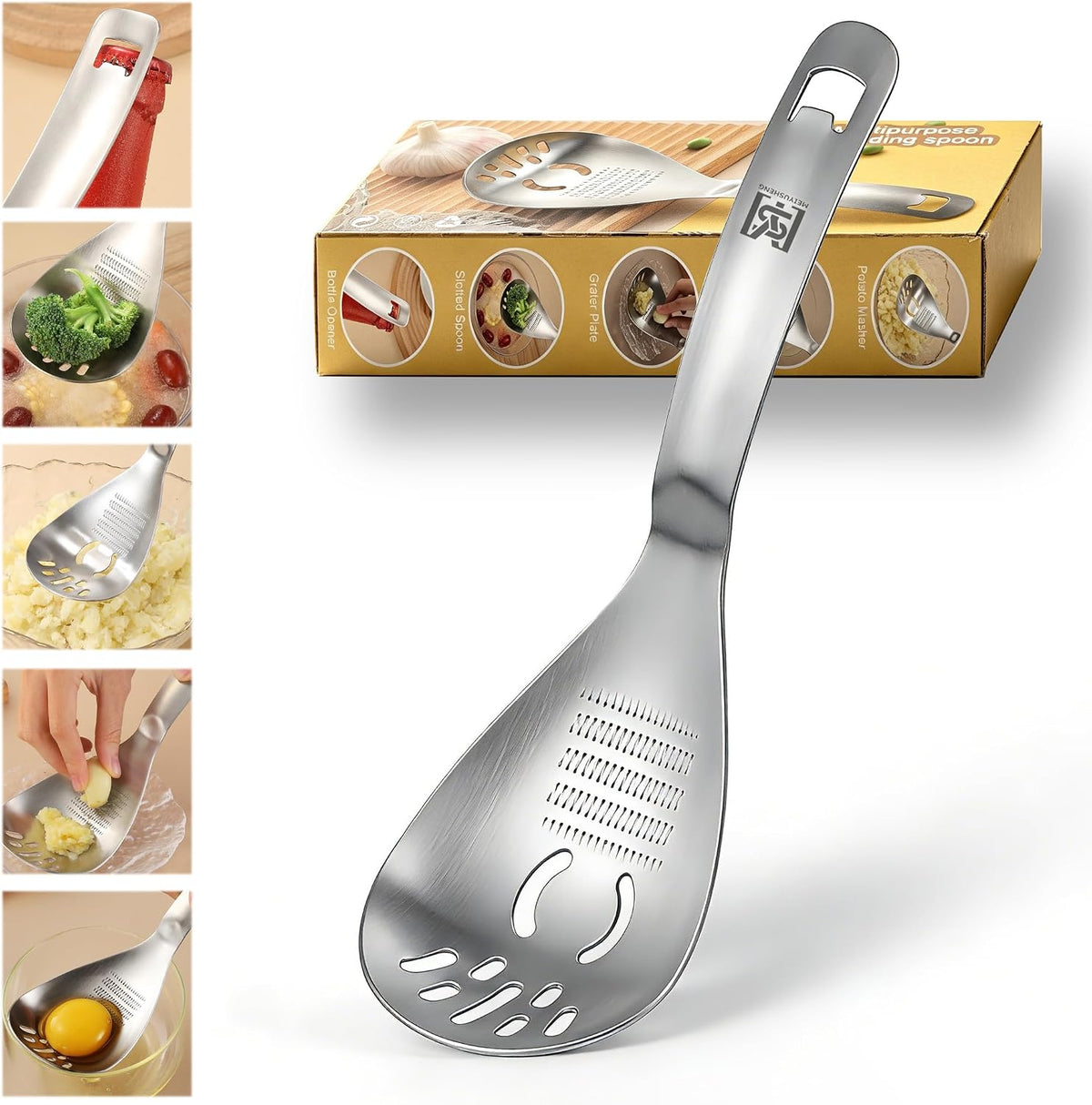 Multifunctional Stainless Steel Ginger & Garlic Grater Spoon