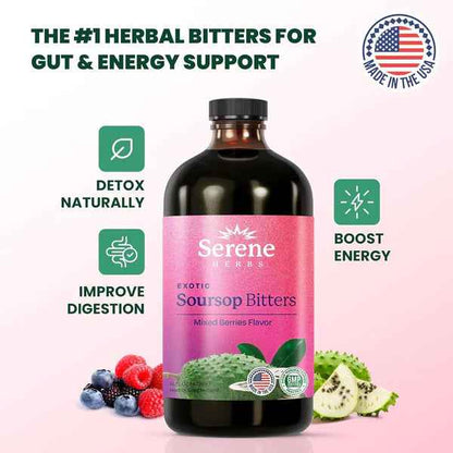 🌿 Soursop Bitters Herbal Formula - Serene Herbs Vitality 15™ 15-in-1 Premium Wellness Solution