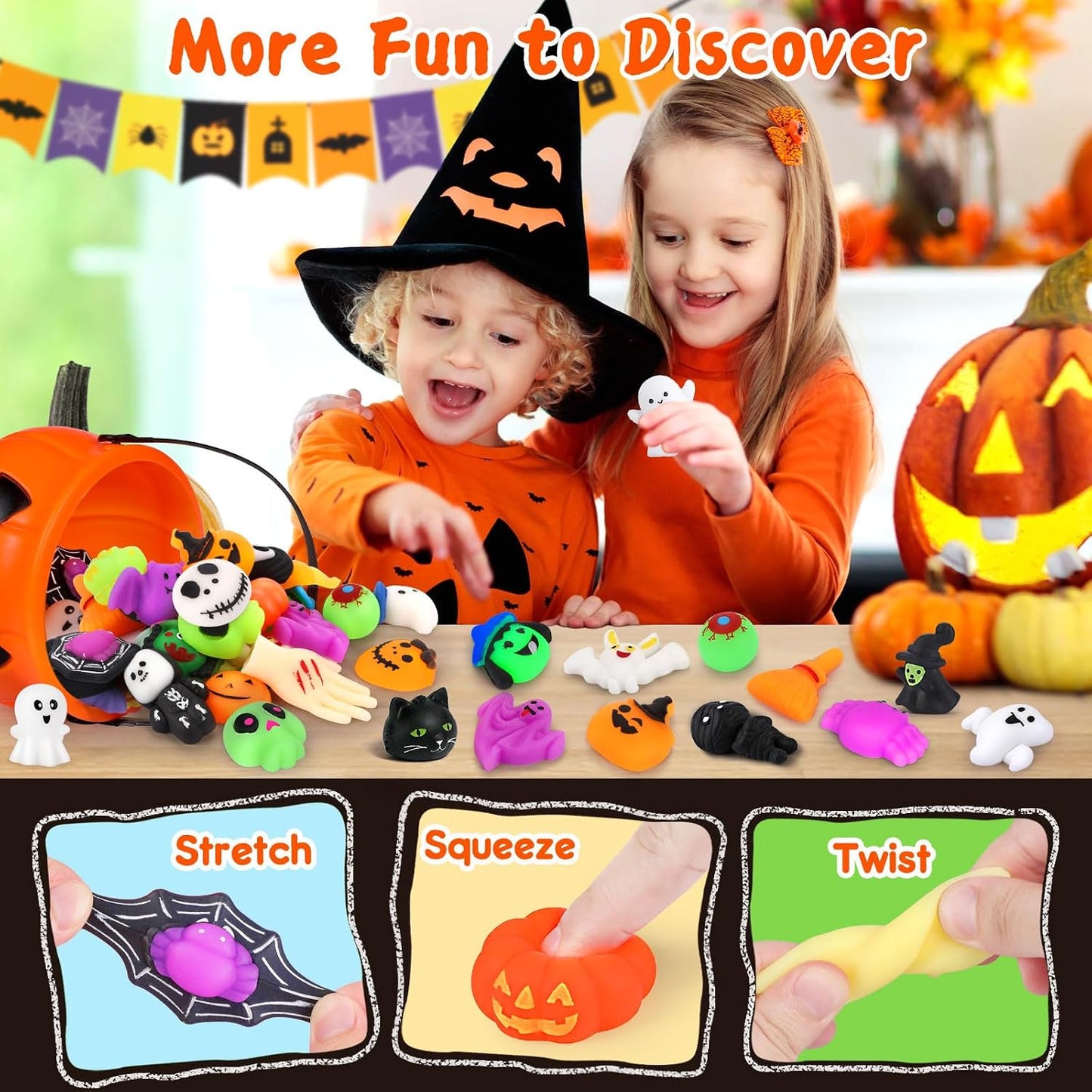 30Pcs Halloween Mochi Squishy Toys