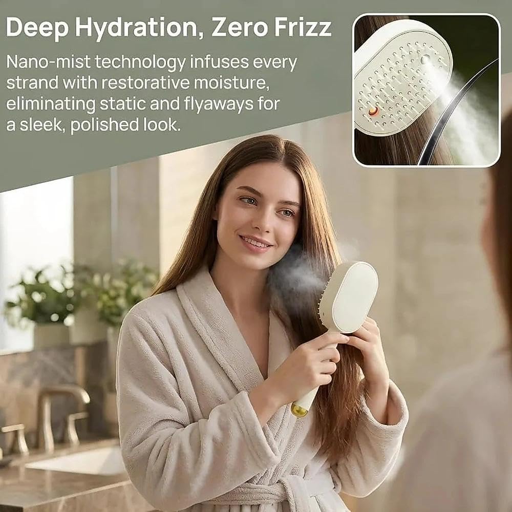Premium Rechargeable Hair Straightener Brush with Detangling Comb