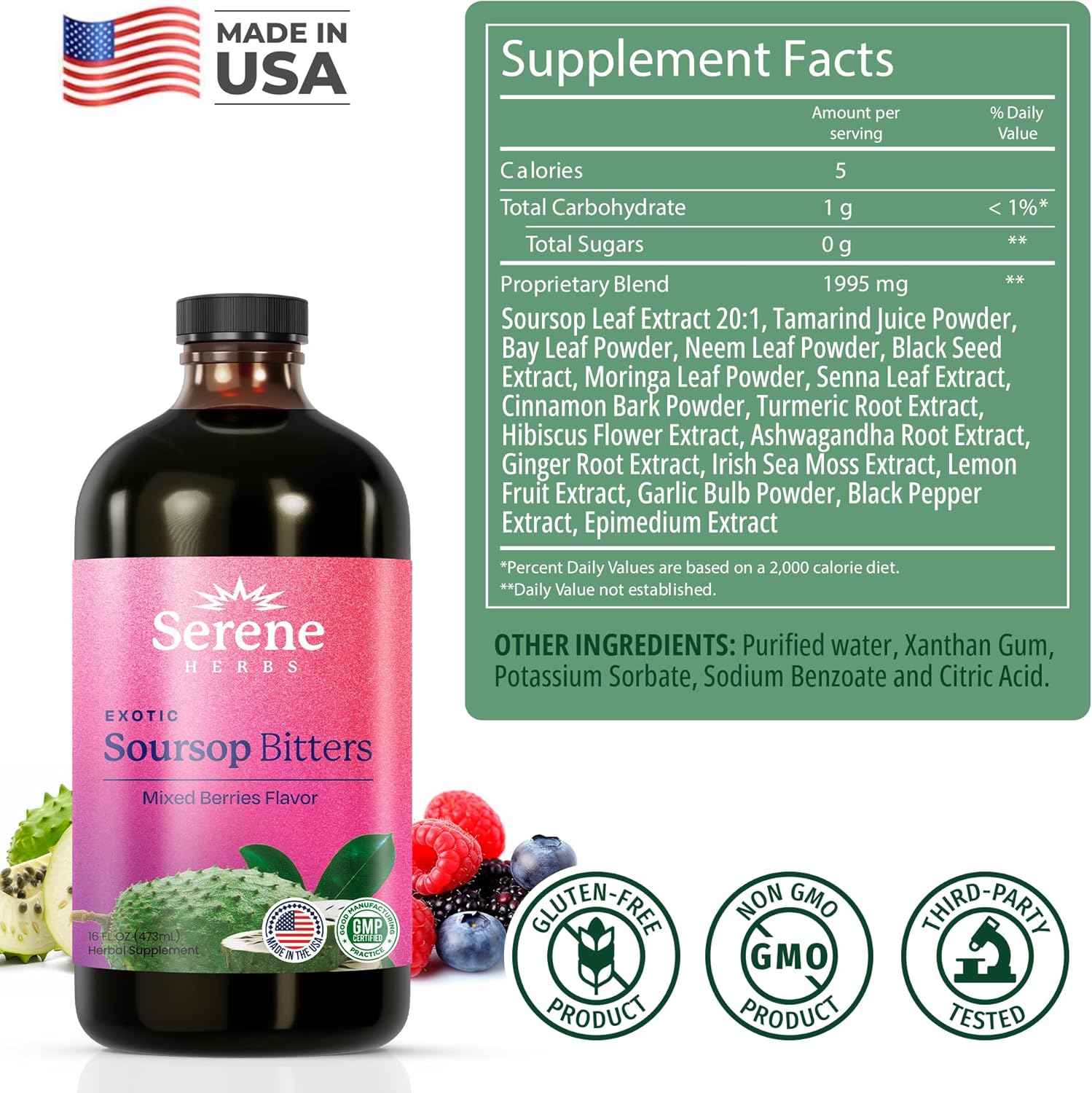 🌿 Soursop Bitters Herbal Formula - Serene Herbs Vitality 15™ 15-in-1 Premium Wellness Solution