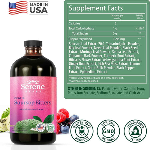 🌿 Soursop Bitters Herbal Formula - Serene Herbs Vitality 15™ 15-in-1 Premium Wellness Solution