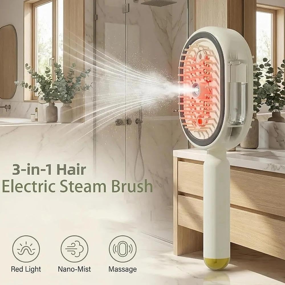 Premium Rechargeable Hair Straightener Brush with Detangling Comb
